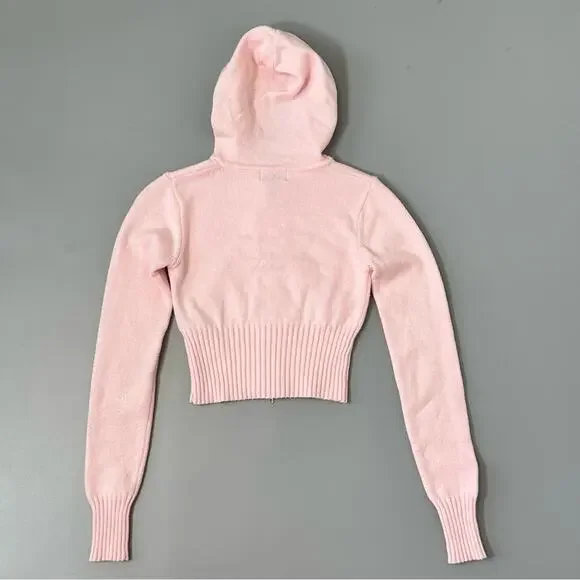 New EDIKTED Desiree Knitted Hooded Cardigan in Light Pink - Picture 7 of 9